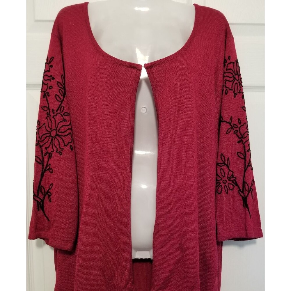 True Beauty by Emme Women's Knit Cardigan Floral Sleeve Design New Tags Size 3X